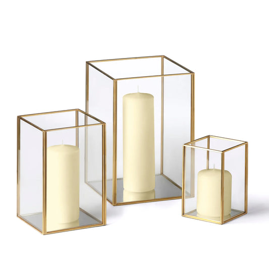 Square Gold Candle Holders