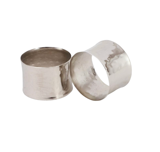 Silver Hammered Napkin Rings- Set of 8